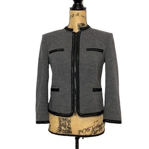 Diane Von Fürstenberg Original Grey wool Chain-Lined Zip-Up Blazer 6